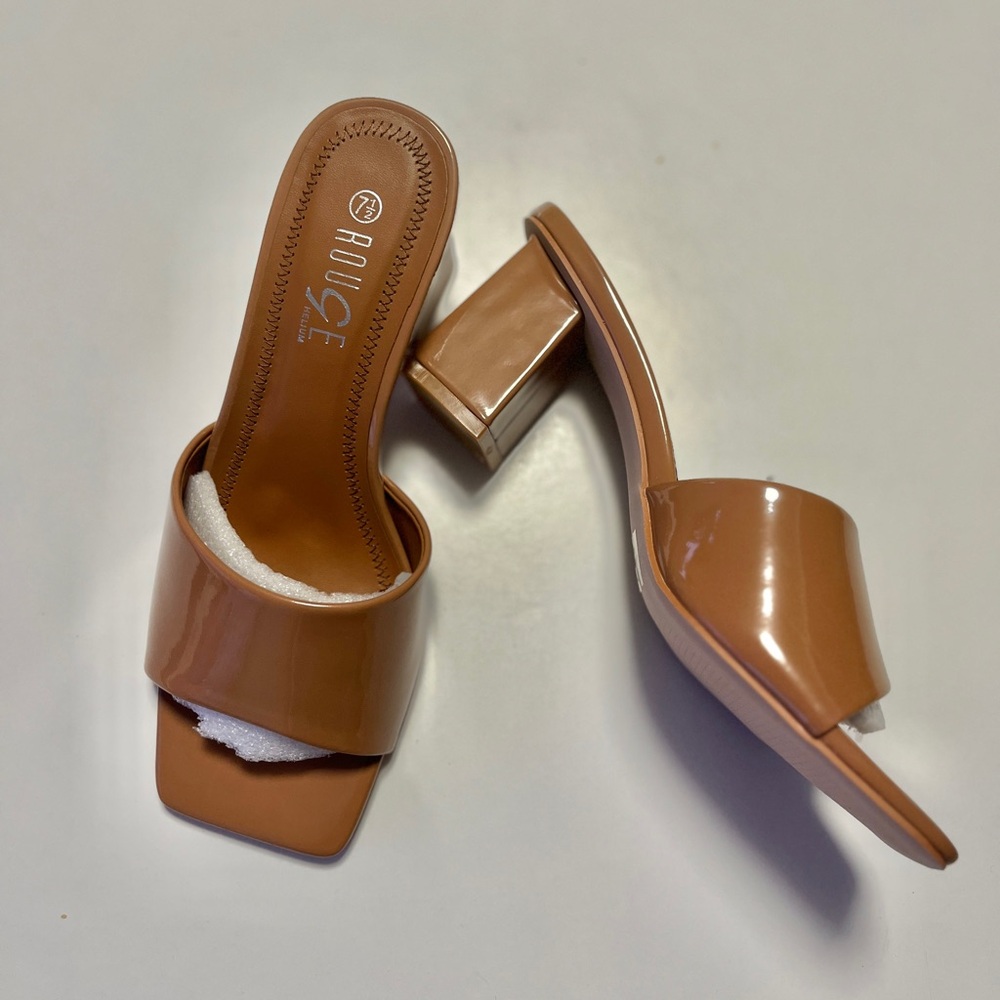 Rouge! Women’s Tan Bloqued heels, size 7.5 - Picture 1 of 9
